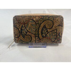 Corkcho Women’s Brown Paisley Floral Pattern Zip Around Wallet